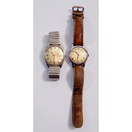 617 - An Omega Automatic stainless steel gentleman's vintage wrist watch with date niche and an Accurist w... 