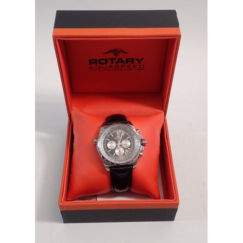 619 - A Rotary Aquaspeed chronograph gentleman's wrist watch, stainless steel case on a leather strap in o... 