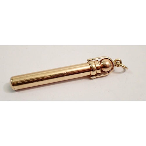 629 - A 9 carat gold Sampson & Mordan propelling pencil with removable case and fold over clasp, marked 37... 