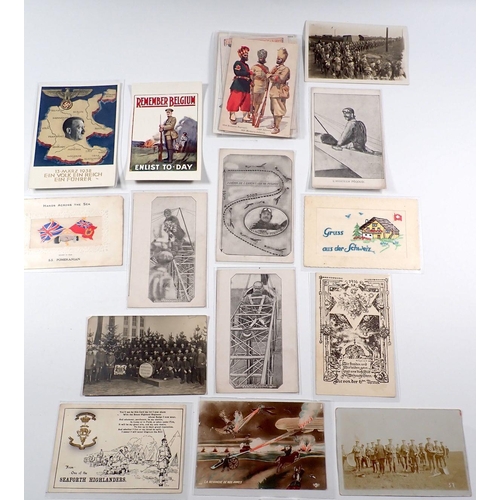 645 - A group of twenty three WWI and WWII military postcards