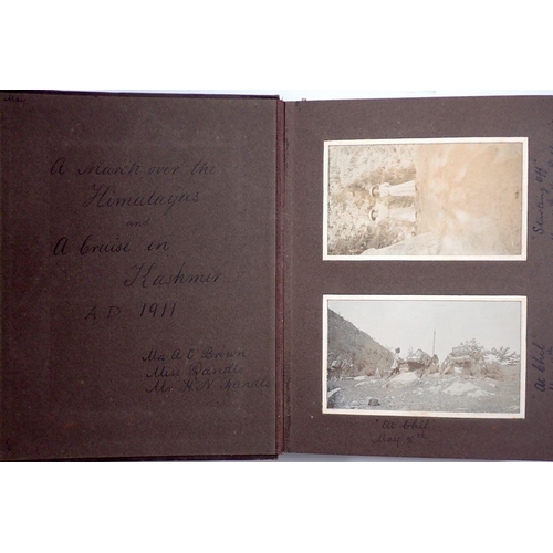 649 - An interesting album of approx 27 postcards and 50 photographs from a march over The Himalayas and a... 