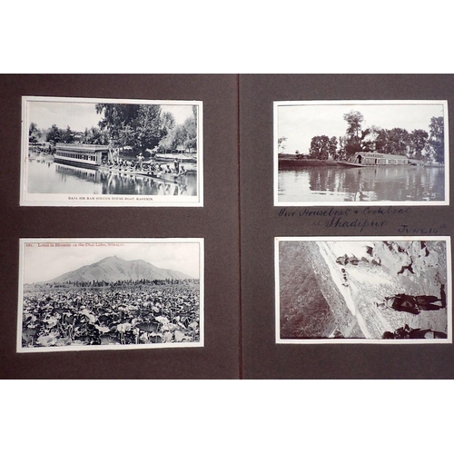 649 - An interesting album of approx 27 postcards and 50 photographs from a march over The Himalayas and a... 