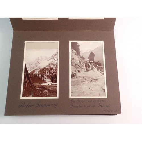 649 - An interesting album of approx 27 postcards and 50 photographs from a march over The Himalayas and a... 