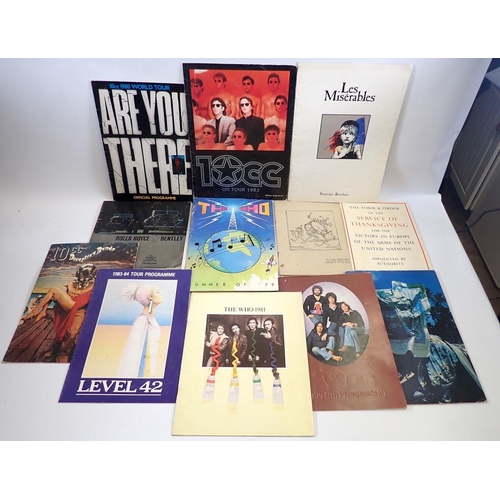 665 - Various pop and rock concert programmes including The Who 1979 & 1981, 10cc 1980, 1983, 1976, 1978 e... 