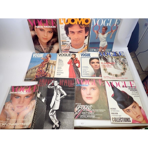 671 - Nine various Vogue magazines including three Vogue pattern books from the late 1960's and a Emporia ... 