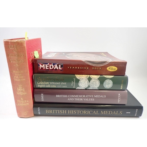 693 - A box of books of Medals including British Commemorative Medals by Christopher Eimer and British His... 