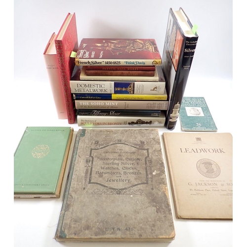 695 - A box of books on antique metalwork, silver, bronze, pewter etc