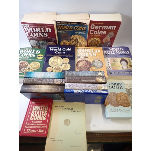 711 - A box coin reference books including World Coin catalogues