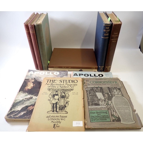 713 - A box of bound Art Magazines including Apollo, Connoisseur and The Studio