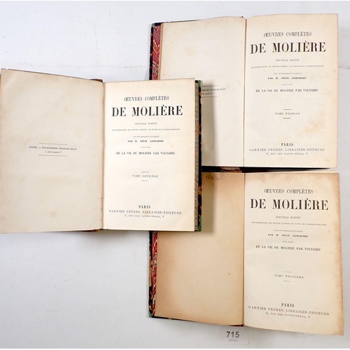 715 - Ouvres Completes de Moliere - three volumes published Paris