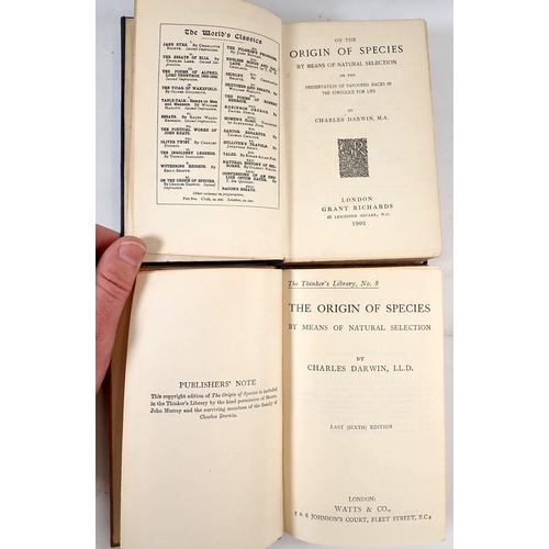 720 - The Origin of Species by Charles Darwin published by Grant Richards 1902 together with another copy ... 