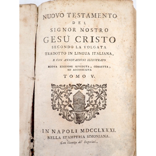 727 - Delle Store del P.Gio: Stefano Menochio 1652 and Nuovo Testamento del Signor Nostro Gesù Cristo 1781