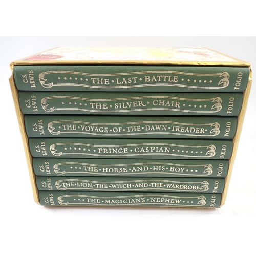 734 - The Chronicles of Narnia by C S Lewis, 7 volumes in slip case illustrated by Pauline Baynes, The Fol... 