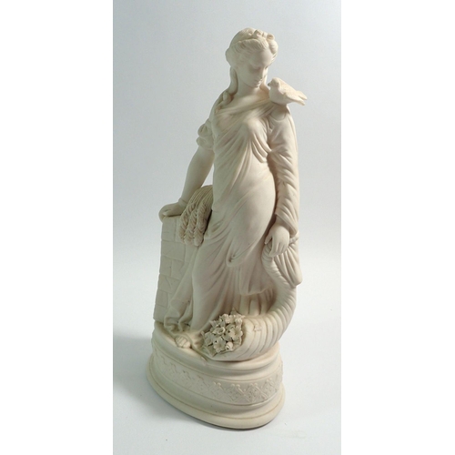 8 - A Parian figure of classical woman with dove, 34cm