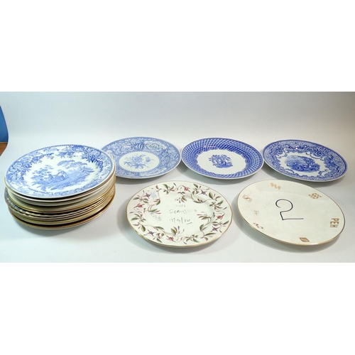 84 - Four Spode Blue Room plates and a quantity of Royal Worcester sample pattern plates