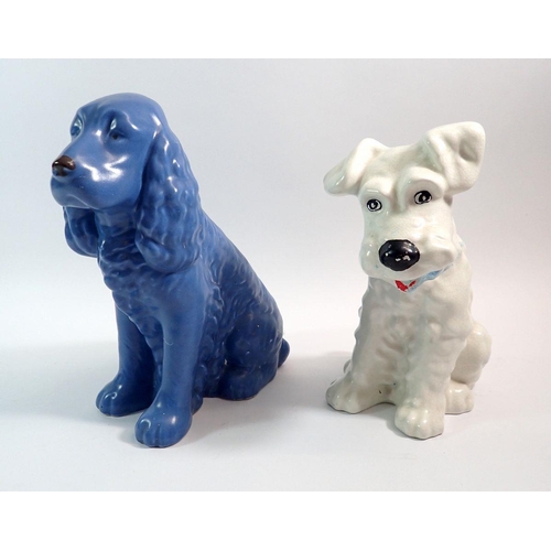 96 - A large blue Sylvac dog, 29cm and a Sylvac style Scottie dog