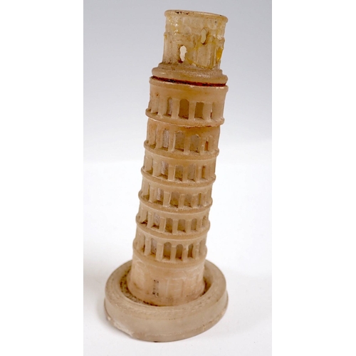 960A - A 19th century Grand Tour alabaster model of the Colosseum, 18cm wide x 10cm high and one of the Lea... 