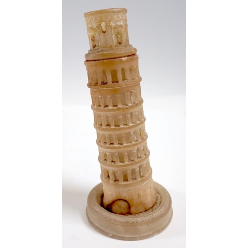 960A - A 19th century Grand Tour alabaster model of the Colosseum, 18cm wide x 10cm high and one of the Lea... 