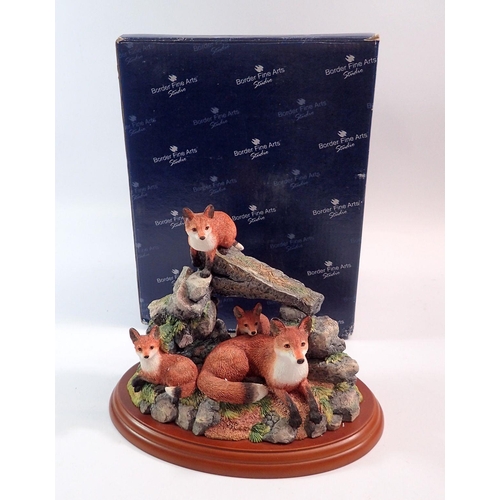 103 - A Border Fine Arts 'Secret Places' Rocky Den fox family, boxed