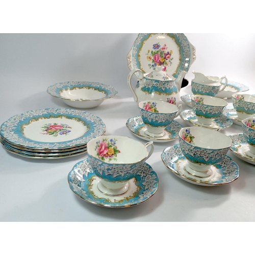 108 - A Royal Albert Enchantment tea service comprising teapot, eight cups and saucers, eight tea plates, ... 