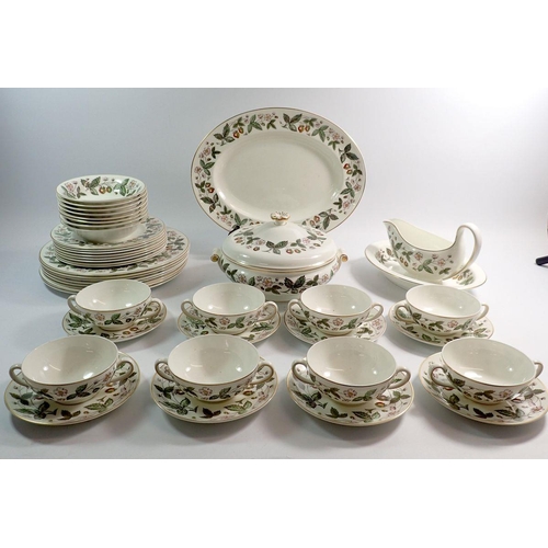 111 - A Wedgwood Strawberry Hill dinner service comprising eight dinner plates, eight side plates, eight b... 