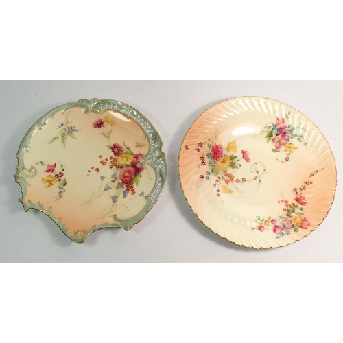 126 - Two Royal Worcester ivory blush floral painted plates