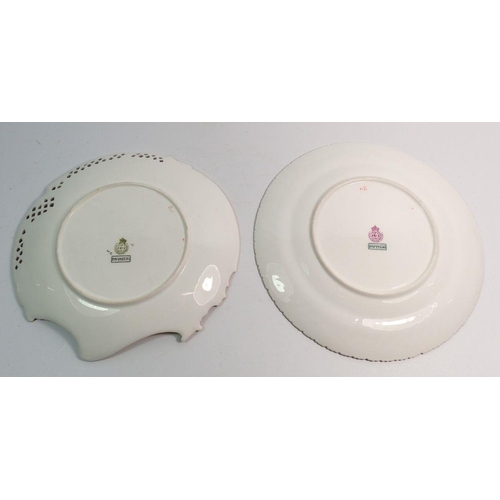 126 - Two Royal Worcester ivory blush floral painted plates