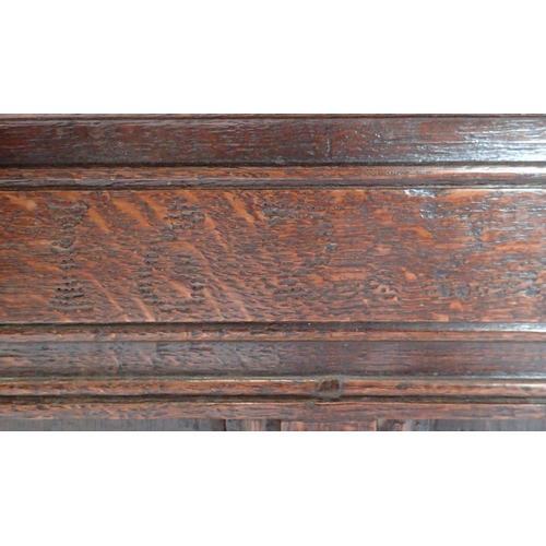 1261 - An 18th century oak coffer with triple panel front, 96 x 54 x 59cm