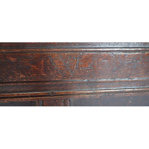 1261 - An 18th century oak coffer with triple panel front, 96 x 54 x 59cm