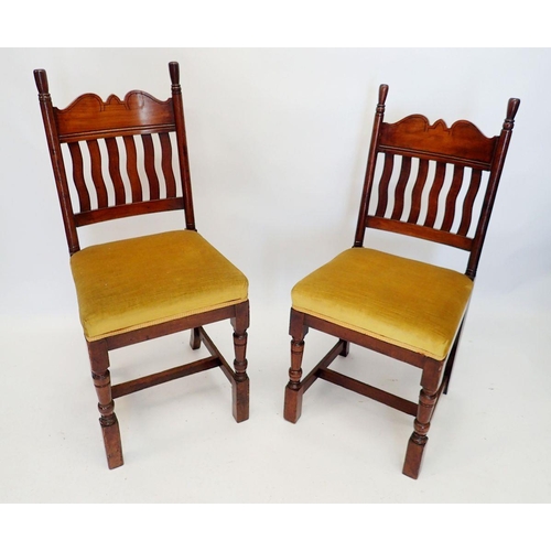 1262 - A pair of vertical ladder back chairs attributed to Alfred Waterhouse purportedly taken from Tate Ha... 