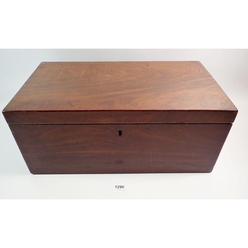 1290 - A 19th century mahogany large brass bound writing slope with fitted interior, 45 x 25cm