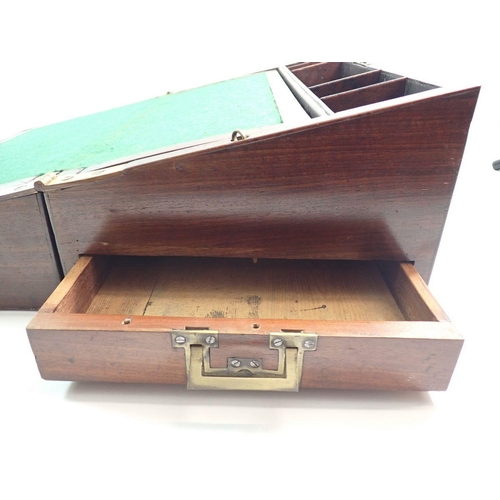 1290 - A 19th century mahogany large brass bound writing slope with fitted interior, 45 x 25cm