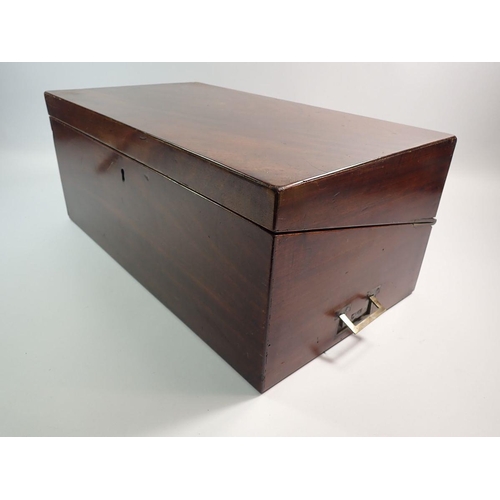 1290 - A 19th century mahogany large brass bound writing slope with fitted interior, 45 x 25cm