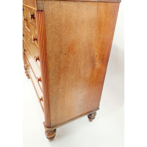 1299 - A Victorian mahogany Scotch chest with hat drawer flanked by four small drawers over three long draw... 