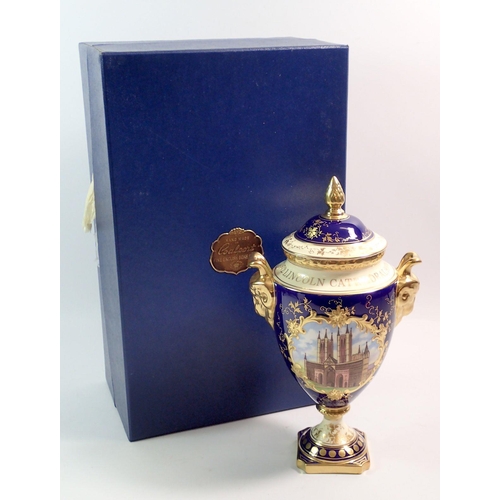 132 - A Coalport Lincoln Cathedral limited edition vase, 19cm - boxed