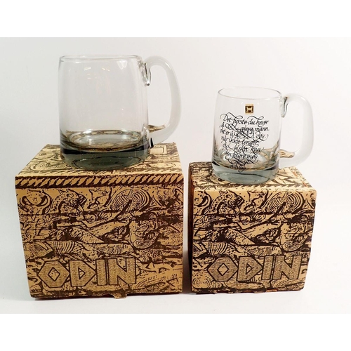 144 - Two Norwegian Odin glass beer tankards, boxed