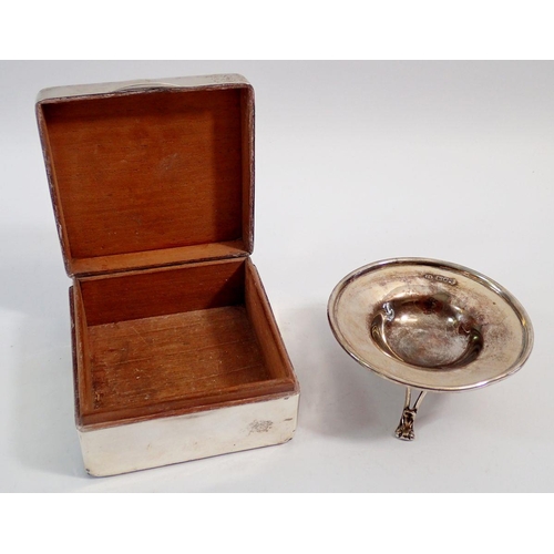 237 - A silver small circular dish, 42g and a silver cigarette box, A & J Zimmerman, Birmingham 1908, 9cm ... 