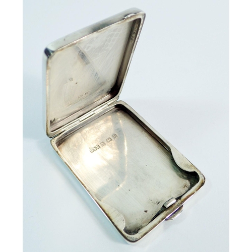 242 - A silver cigarette case Birmingham 1929, 38g and four silver mounted dressing table items