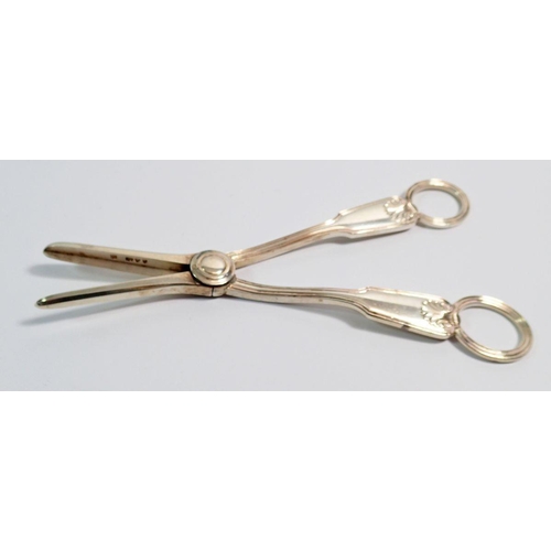 259 - A pair of Victorian silver grape scissors - cased, London 1893 Goldsmiths & Silversmiths Co, 117g