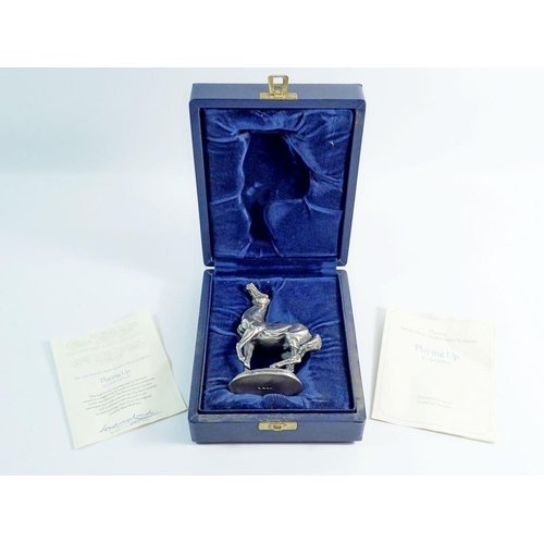 269 - A British Horse Society solid silver sculpture of a horse by Lorne Mckean 'Playing Up', in original ... 