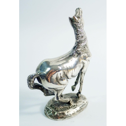 269 - A British Horse Society solid silver sculpture of a horse by Lorne Mckean 'Playing Up', in original ... 