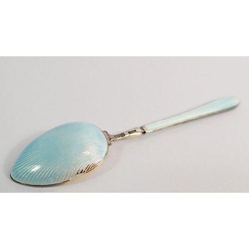 286 - A set of six silver and turquoise enamel coffee spoons by Henry Clifford Davis, Birmingham 1960 - ca... 