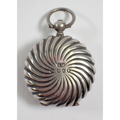 295 - A silver spiral reeded circular sovereign case, London 1885 by Sampson Mordan