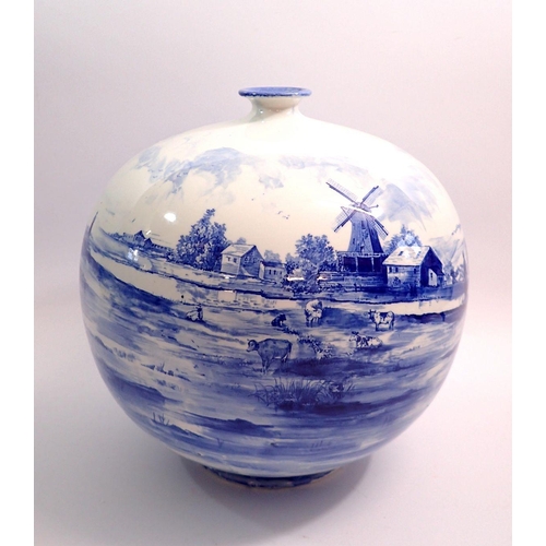 3 - A large Doulton Burslem Delft style vase, with crown mark to base 1898/1899, 30cm