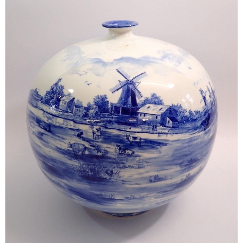 3 - A large Doulton Burslem Delft style vase, with crown mark to base 1898/1899, 30cm