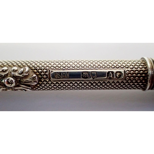 339 - A Victorian Sampson & Mordan silver propelling pencil with white stone set finial and another Sampso... 