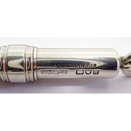 339 - A Victorian Sampson & Mordan silver propelling pencil with white stone set finial and another Sampso... 