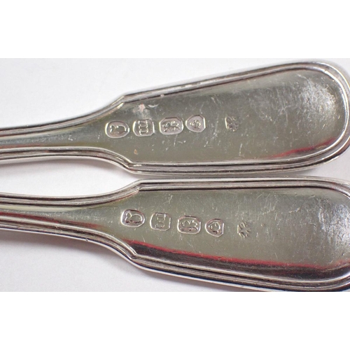 355 - Two silver fiddle thread and shell egg spoons, London 1827 by Jonathan Haynes, 57g