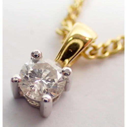 381 - An 18 carat gold necklace with single pendant diamond drop, 5.8g 48cm