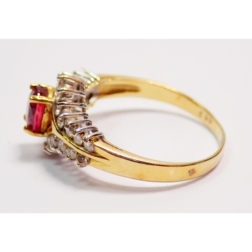 428 - An 18 carat gold ruby and diamond ring, size L, 2.8g